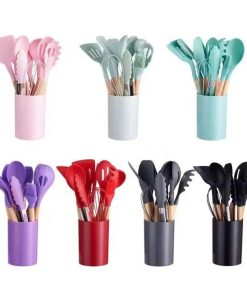 Ensemble D&rsquo;ustensiles De Cuisine 12pcs Manche En Bois PM